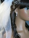 14K White Gold Crystal Teardrop Earrings, CZ Diamond Crystal Bridal Studs, Wedding Bridesmaid Crystal Earrings - KaleaBoutique.com