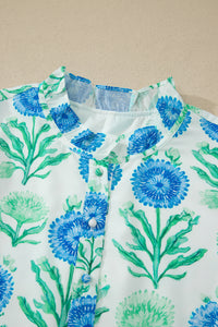 KaleaBoutique Comfortable Floral Print Half Button Frilly Short Sleeve Dress - KaleaBoutique.com