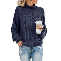 Solid Turtleneck Pullover Sweater Winter Fashion Casual Knitted Long-Sleeved Top Women's Clothing - KaleaBoutique.com