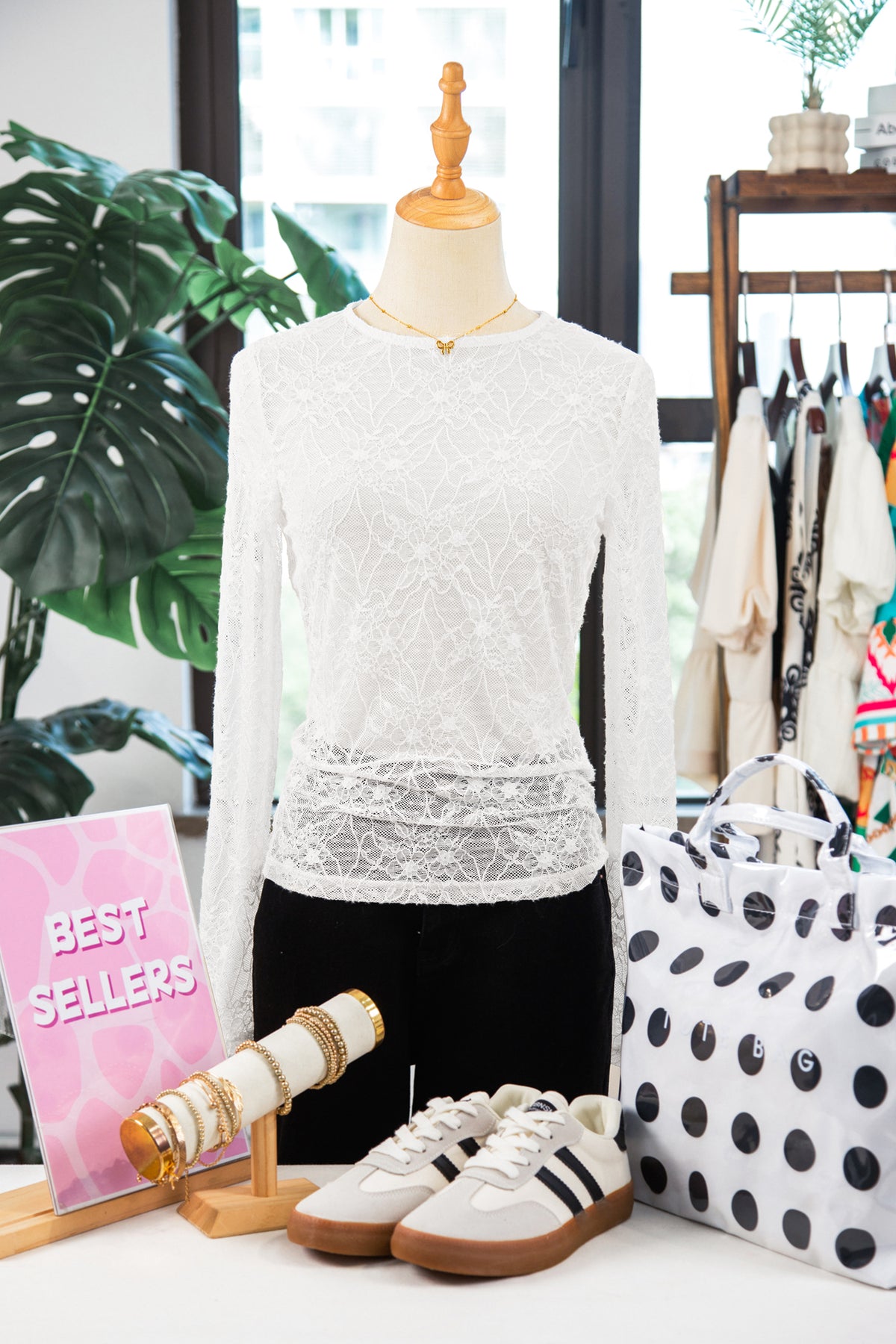 KaleaBoutique Comfortable Long Sleeve Sheer Mesh Lace Top - KaleaBoutique.com