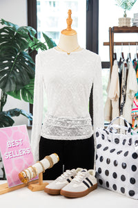KaleaBoutique Comfortable Long Sleeve Sheer Mesh Lace Top - KaleaBoutique.com