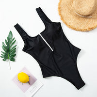 Women Scoop-Neck Zip-Front High Cut One-Piece Swimsuit - KaleaBoutique.com