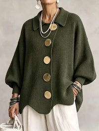 Button-down Cardigan Women's Fall Winter Lapel Button Knitted Jacket Long Sleeve Loose Fit Sweater Outerwear - KaleaBoutique.com