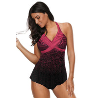 Women's Gradient Polka Dot Halter Swim Top and Briefs 2 PC Tankini Set - KaleaBoutique.com