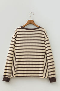 KaleaBoutique Comfortable Patchwork Ribbed Cuff Casual Pullover Sweatshirt - KaleaBoutique.com
