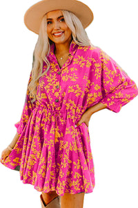 KaleaBoutique Stylish Beautiful Floral Print Drawstring Tunic Flowy Short Dress - KaleaBoutique.com