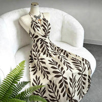 Women's Leaf-Print Beaded Halter Belted Maxi Dress - KaleaBoutique.com
