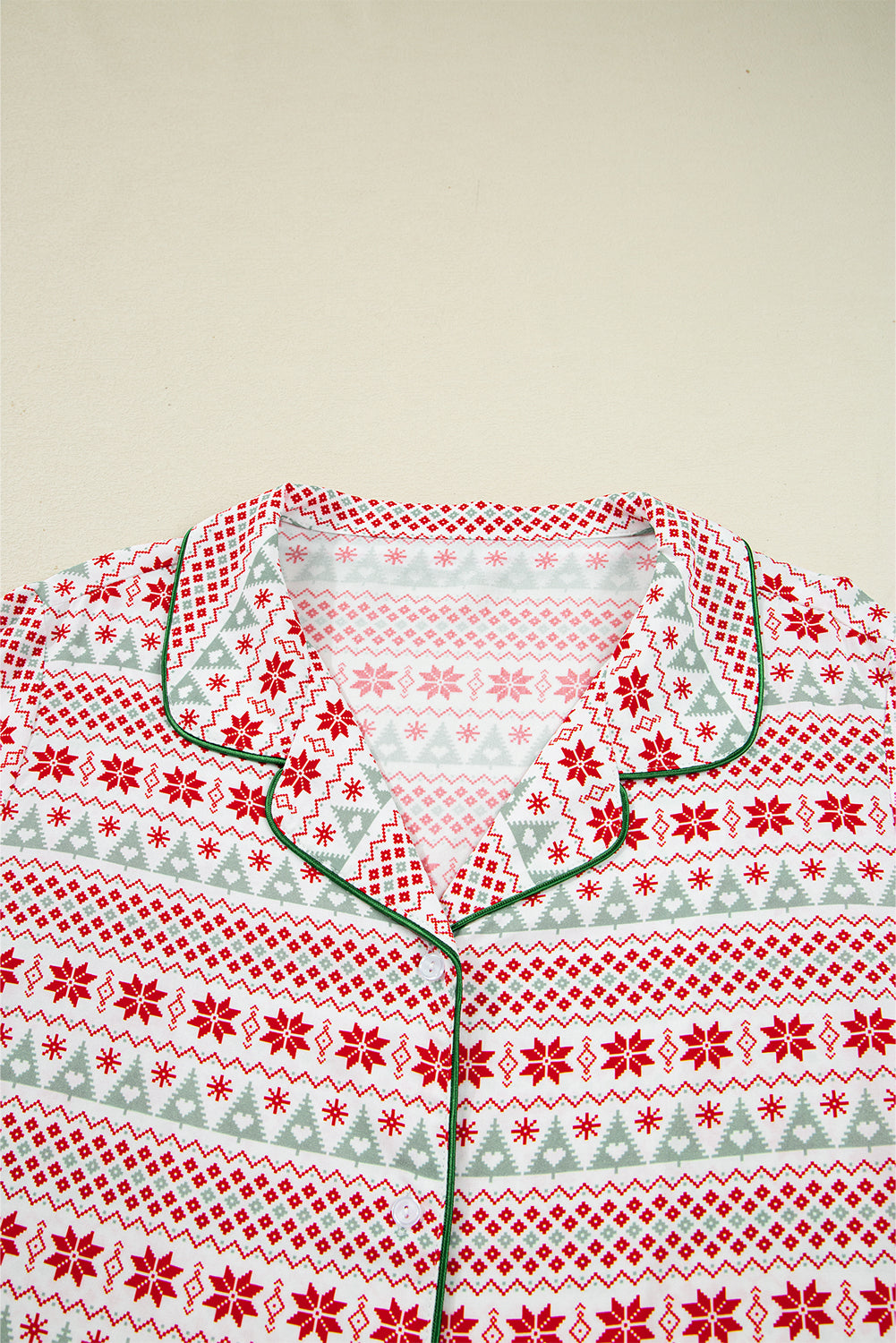 KaleaBoutique Comfortable Christmas Pattern Print Shirt Style Long 2pcs Pajama Set - KaleaBoutique.com