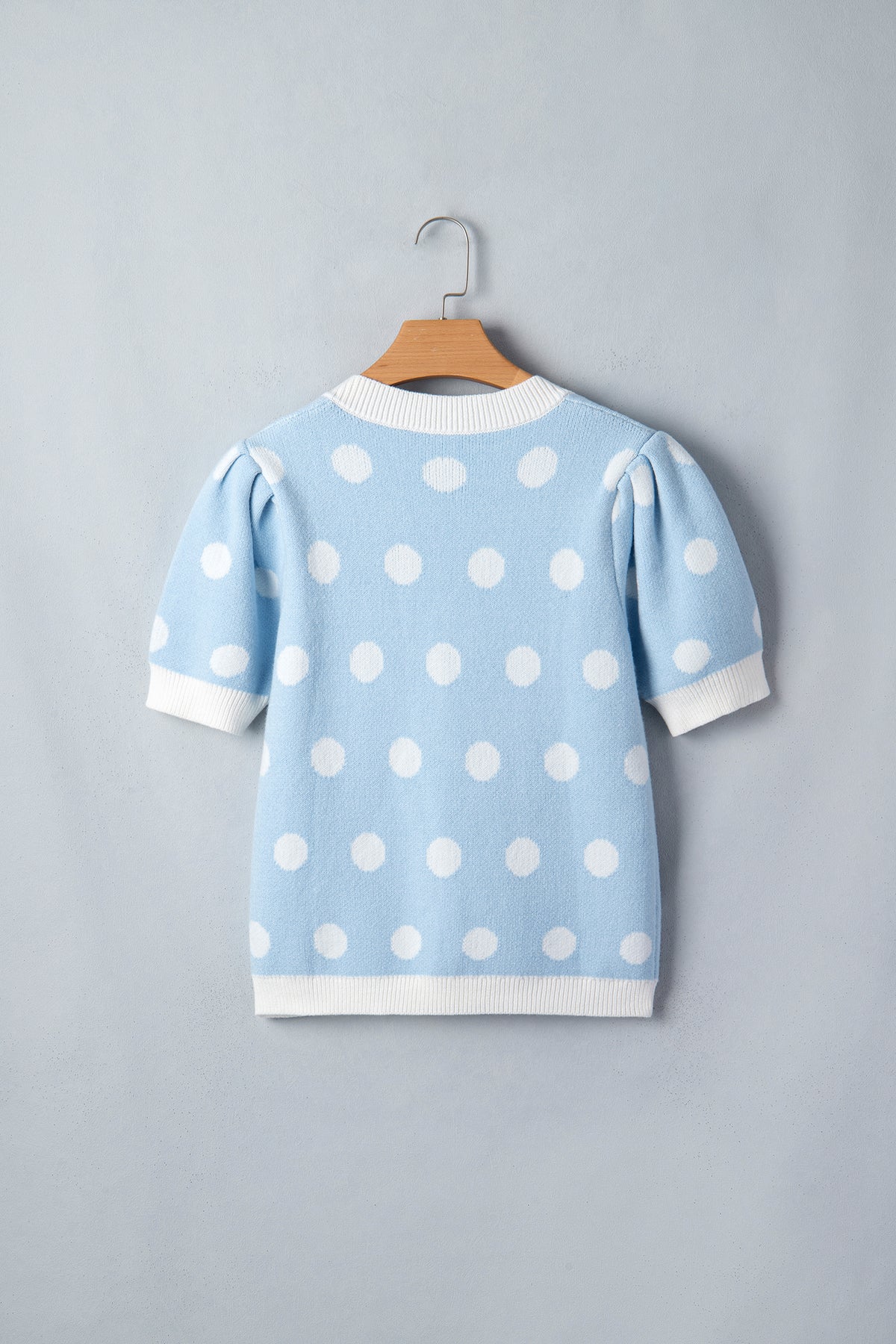KaleaBoutique Comfortable Polka Dot Puff Short Sleeve Sweater Top - KaleaBoutique.com