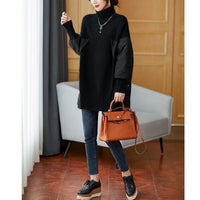 Women's High-Neck Quilted-Panel Longline Pullover with Side Buttons - KaleaBoutique.com