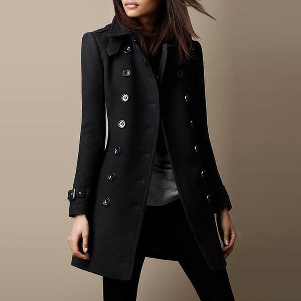 KaleaBoutique Women's Black Wool Overcoat - KaleaBoutique.com