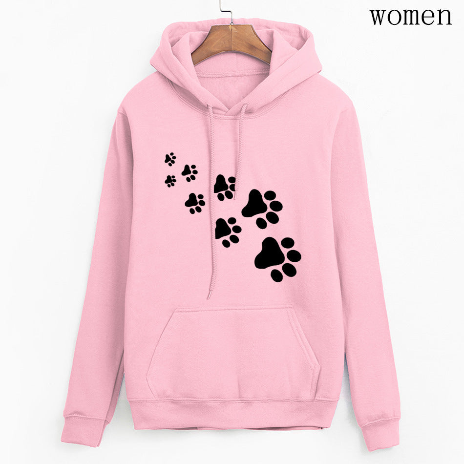 Women's Paw-Print Pullover Hoodie with Kangaroo Pocket - KaleaBoutique.com
