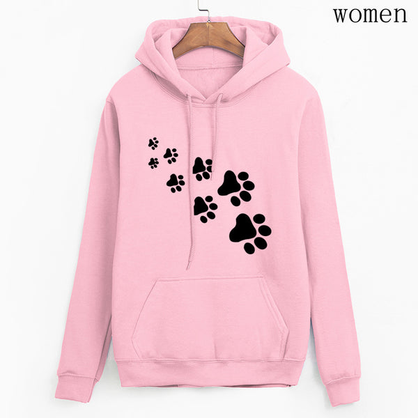 Women's Paw-Print Pullover Hoodie with Kangaroo Pocket - KaleaBoutique.com