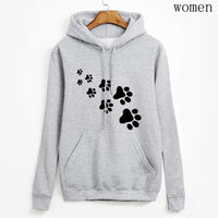 Women's Paw-Print Pullover Hoodie with Kangaroo Pocket - KaleaBoutique.com