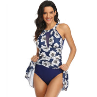 One-Piece Swimsuit Large Size Mesh Skirt Multicolor Printed Swimsuit - KaleaBoutique.com