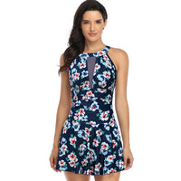 One-Piece Swimsuit Large Size Mesh Skirt Multicolor Printed Swimsuit - KaleaBoutique.com