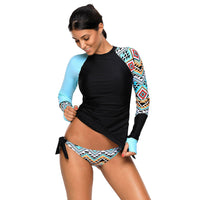 Women's Geometric-Print Long-Sleeve Swim Set with Tie-Side Briefs - KaleaBoutique.com