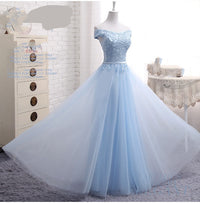 Long Blue Bridesmaid Sisters Dress One-shoulder Evening Dress - KaleaBoutique.com