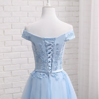 Long Blue Bridesmaid Sisters Dress One-shoulder Evening Dress - KaleaBoutique.com