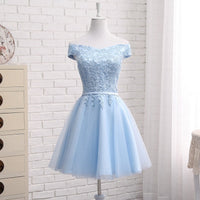 Long Blue Bridesmaid Sisters Dress One-shoulder Evening Dress - KaleaBoutique.com