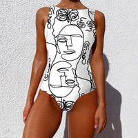 Women's High-Neck Abstract Print One-Piece Swimsuit - KaleaBoutique.com