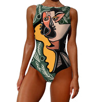 Women's High-Neck Abstract Print One-Piece Swimsuit - KaleaBoutique.com