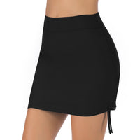 Women's High-Waist Ruched Side-Tie Swim Skirt With Built-In Briefs - KaleaBoutique.com