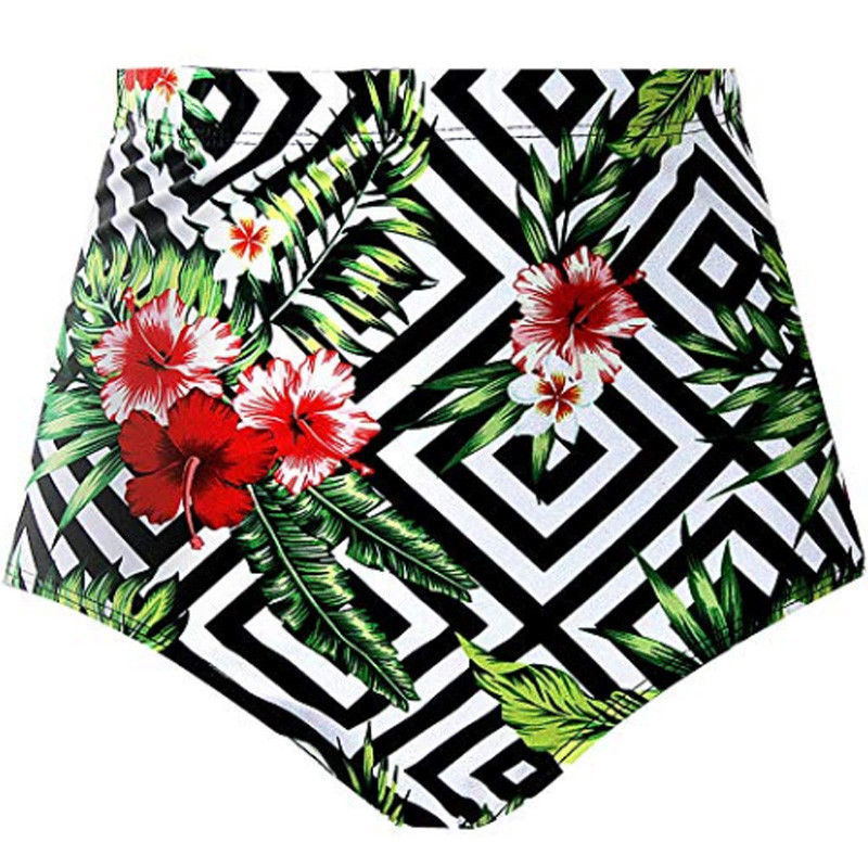 Women's High-Waist Swim Briefs in Solid and Printed Styles - KaleaBoutique.com