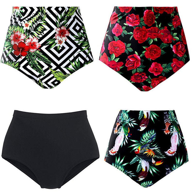 Women's High-Waist Swim Briefs in Solid and Printed Styles - KaleaBoutique.com