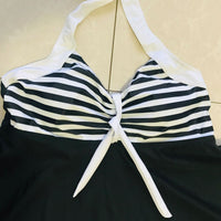 Women's Nautical Stripe Halter One-Piece Swim Dress by Kalea Boutique - KaleaBoutique.com