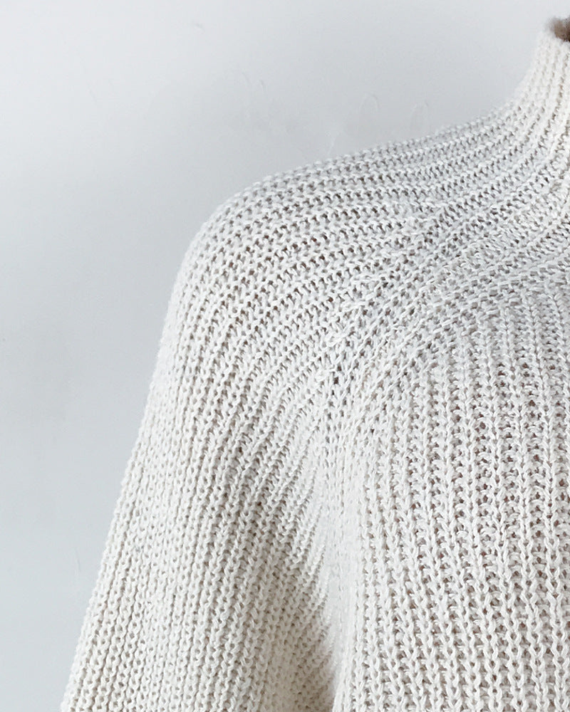 Women's Mock-Neck Raglan-Sleeve Knit Sweater Dress - KaleaBoutique.com