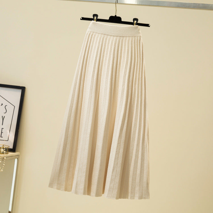 Women's Pleated Knit A-Lined Flared Midi Skirt - KaleaBoutique.com