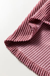 Pink Roll Tab Sleeve Ribbed Cording Shacket - KaleaBoutique.com