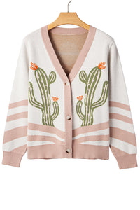 KaleaBoutique Stylish Desert Cactus Buttoned Front Sweater Cardigan - KaleaBoutique.com