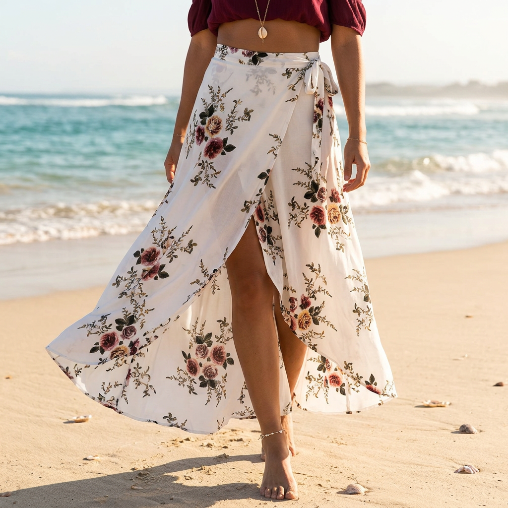 Women's Floral Tie-Waist Asymmetric Wrap Maxi Skirt - KaleaBoutique.com