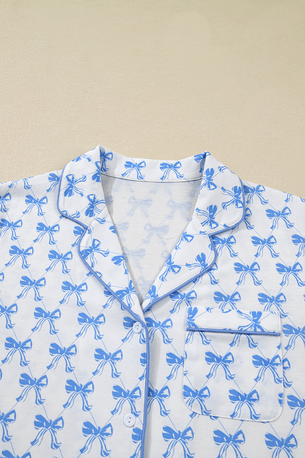 KaleaBoutique Stylish Bow Print Long Sleeve Shirt and Pants Soft Pajama Set - KaleaBoutique.com