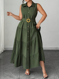 Fitted Mid-length Sleeveless Dress With A Belt - KaleaBoutique.com