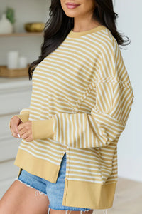KaleaBoutique Stylish Textured Knit Color Block Trim Split Hem Long Sleeve Top - KaleaBoutique.com
