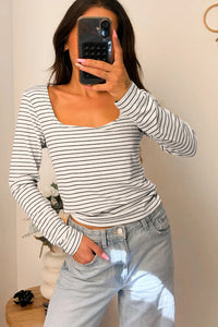 KaleaBoutique Classic Stylish Square Neck Long Sleeve Top - KaleaBoutique.com