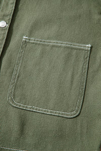 Patched Pocket Collared Button Front Boyfriend Denim Jacket - KaleaBoutique.com