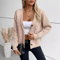 Women's Cable-Knit V-Neck Button-Front Cardigan - KaleaBoutique.com