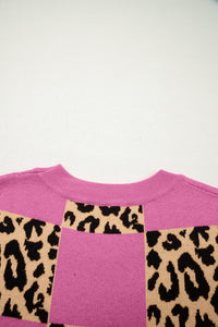 KaleaBoutique Comfortable Leopard Checkerboard Short Sleeve Knit Sweater - KaleaBoutique.com