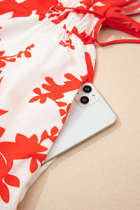 KaleaBoutique Stylish Floral Print Trimmed V Neck Ruffle Sleeve Long Dress - KaleaBoutique.com