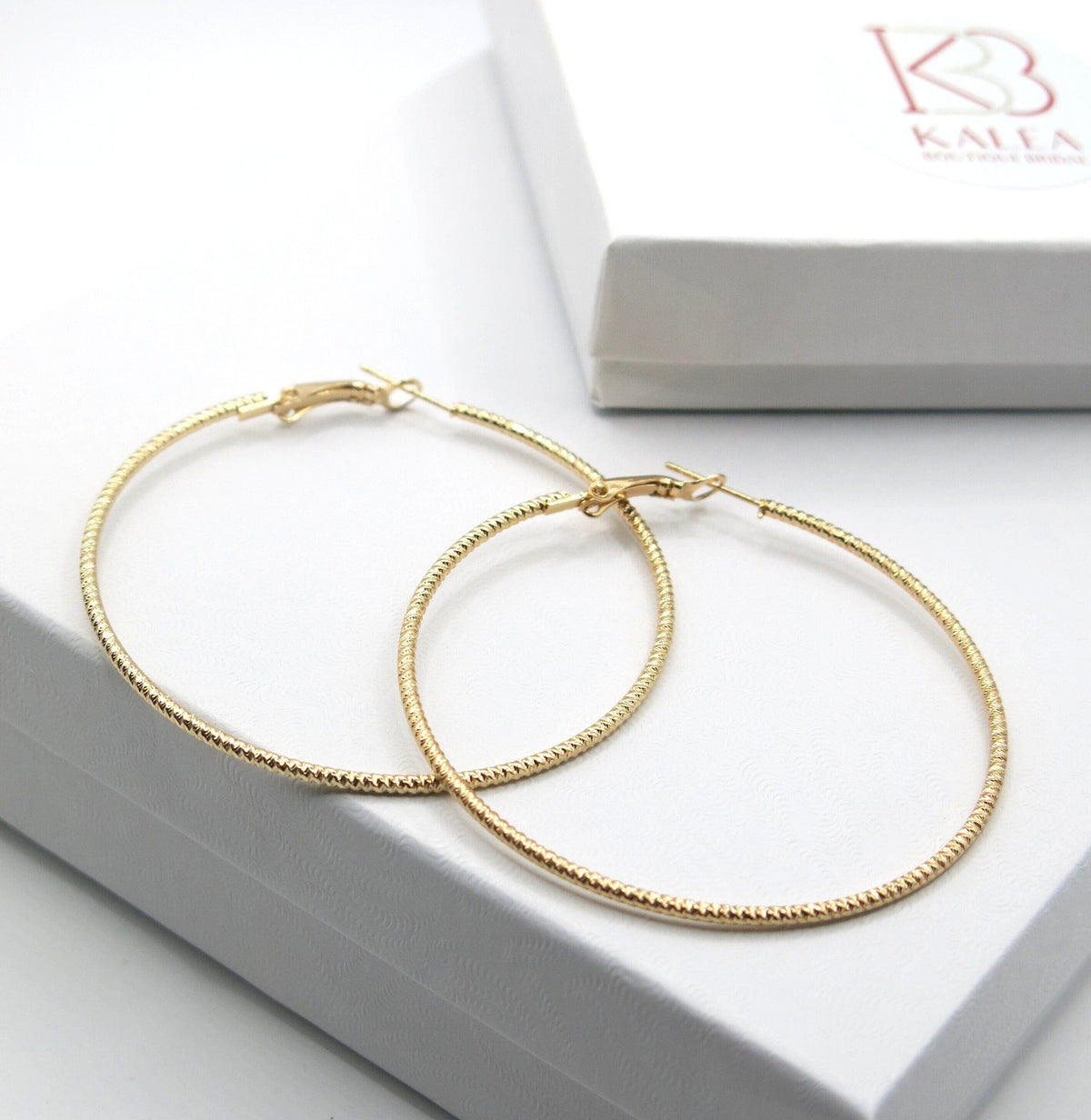 16K Yellow Plated Hoop Earrings, Hypoallergenic Hooped Studs, Omega Latch Back Stud 60 MM Hoop Earrings - KaleaBoutique.com