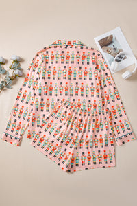 KaleaBoutique Comfortable Nutcracker March Long Sleeve Button Up 2pcs Pajama Short Set - KaleaBoutique.com