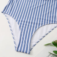 Women's Plunge V-Neck Striped One-Piece Swimsuit - KaleaBoutique.com