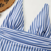 Women's Plunge V-Neck Striped One-Piece Swimsuit - KaleaBoutique.com