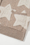 KaleBoutique Stylish Sherpa Star Pattern Textured Sweater Cardigan with Pockets - KaleaBoutique.com