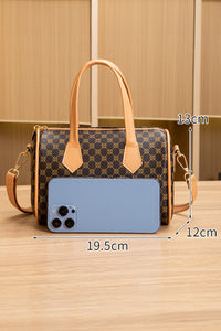 Coffee Retro Geometric Print Portable Shoulder Strap PU Leather Bag - KaleaBoutique.com