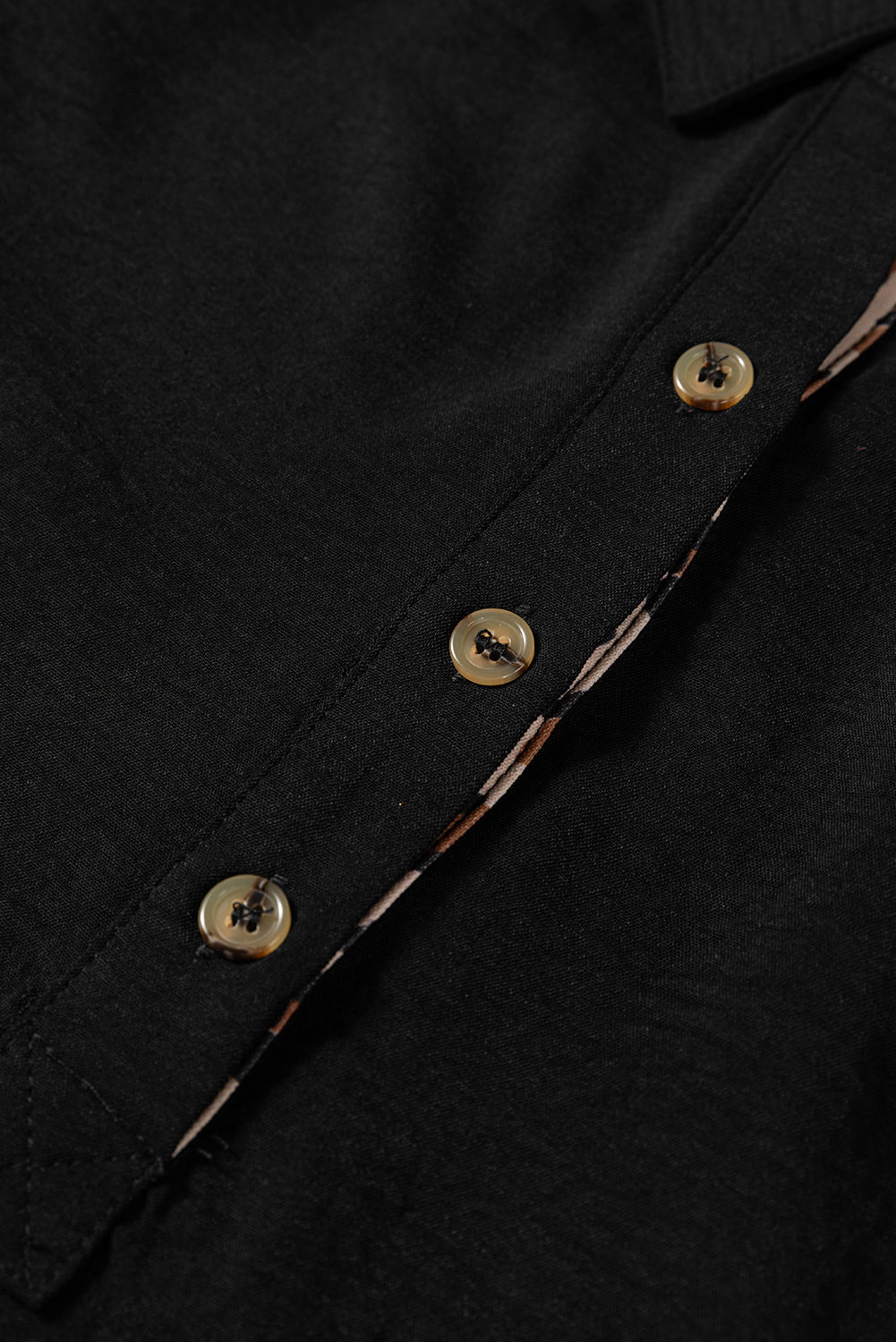 KaleaBoutique Stylish Contrast Leopard Print Patchwork Polo Collar Buttons Front Ruffled Long Sleeve Blouse - KaleaBoutique.com